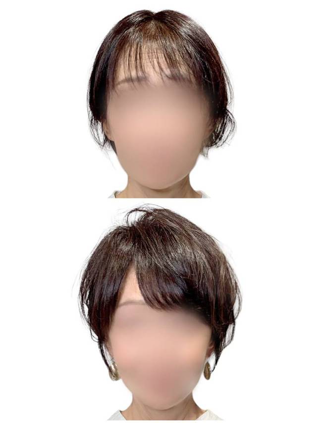 寂しくみえがちな顔まわりの細毛は、ふんわり大人のショートヘアに